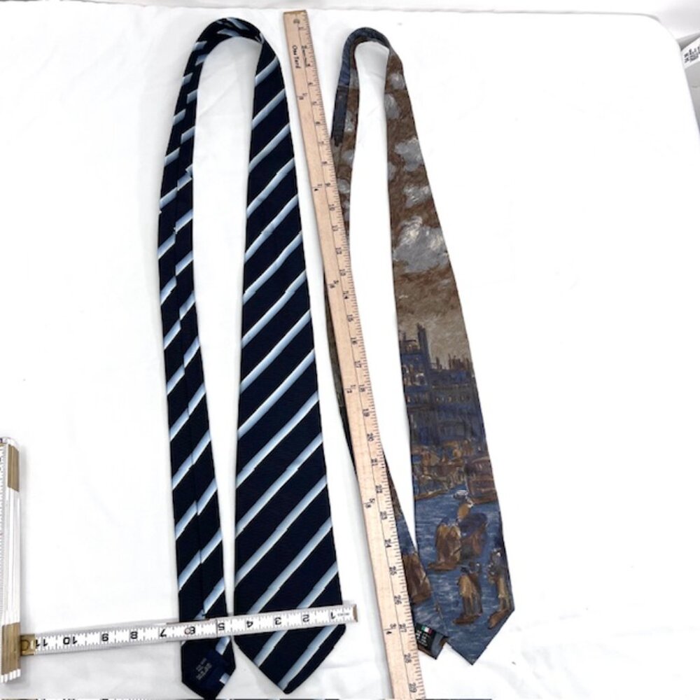 Set: 2 Neckties Burberry Blue  & Raffaello  Italy +1 Burberry  Handkerchief (54 - Picture 12 of 16